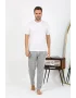 Erkek Ekoseli Desen Penye Tek Alt Pijama Gri