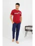Erkek Pamuk Kısa Kol Pijama Takım Bordo