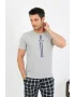 Erkek Pamuk Kısa Kol Pijama Takım Gri