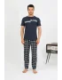 Erkek Pamuk Kısa Kol Pijama Takım Lacivert
