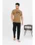 Erkek Pamuk Kısa Kol Pijama Takım Vizon