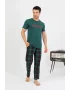 Erkek Pamuk Kısa Kol Pijama Takım Zümrüt