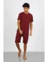 Erkek Pamuk Lakost Alt Üst Kaprili Pijama Takım Bordo