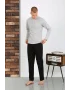 Erkek Penye Uzun Kol Pijama Takımı GRİ