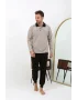 Erkek Polo Yaka Uzun Kol Penye Pijama Takımı Krem
