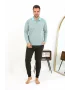 Erkek Polo Yaka Uzun Kol Penye Pijama Takımı Su Yeşili
