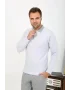Erkek Polo Yaka Uzun Kol Penye Pijama Takımı Gri