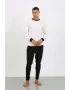 Erkek Uzun Kol Manşetli Paça Penye Pijama Takımı Beyaz