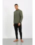 Erkek Uzun Kol Manşetli Paça Penye Pijama Takımı Haki