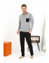 Erkek Uzun Kol Penye Füme Pijama Takımı