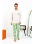 Erkek Uzun Kol Penye Krem Pijama Takımı