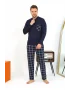 Erkek Uzun Kol Penye Lacivert Pijama Takımı