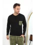 Erkek Uzun Kol Penye Siyah Pijama Takımı