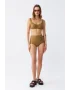 Kadın Basic Hardal Pedli Yüksek Bel Bikini Takımı