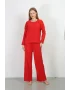Kadın Bürümcük Kumaş Pijama Takım Kırmızı
