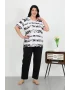 Kadın Büyük Beden Kısa Kol Penye Pijama Takımı Beyaz
