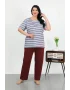 Kadın Büyük Beden Kısa Kol Penye Pijama Takımı Mavi