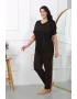 Kadın Büyük Beden Kısa Kol Penye Pijama Takımı Siyah