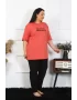 Kadın Büyük Beden Mercan Pijama Takımı