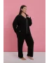 Kadın Büyük Beden Siyah Düğmeli Pijama Takımı
