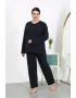 Kadın Büyük Beden Uzun Kol Penye Pijama Takımı Lacivert