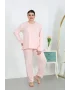 Kadın Büyük Beden Uzun Kol Penye Pijama Takımı Pembe