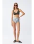 Kadın Haki Pedli Üst ve Yüksek Bel Çiçek Desenli Bikini Takımı