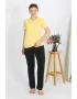 Kadın Kısa Kol Pamuk Penye Pijama Takım Sarı
