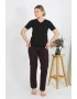 Kadın Kısa Kol Pamuk Penye Pijama Takım Siyah