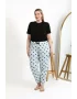 Kadın Pamuklu Büyük Beden Alt Pijama Buz Mavisi