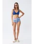 Kadın Pedli Yaprak Desenli Yüksek Bel Sax Bikini Takımı