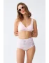 Kadın Pembe Pedli Üst ve Pastel Desenli Yüksek Bel Bikini Takımı