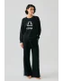 Kadın Siyah Terazi Burcu Oversize 2 İplik Eşofman Ev Giyim Takımı