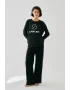 Kadın Siyah Yengeç Burcu Oversize 2 İplik Eşofman Ev Giyim Takımı