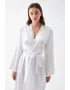 Kadın Uzun Beyaz Saten Sabahlık