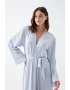Kadın Uzun Mavi Penye Sabahlık