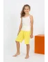 Kız Çocuk İp Askılı Şortlu Penye Beyaz Pijama Takım