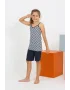 Kız Çocuk İp Askılı Şortlu Penye Lacivert Pijama Takım