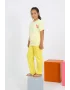 Kız Çocuk Kısa Kol Sarı Penye Pijama Takım