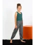 Kız Çocuk Sıfır Kol Zümrüt Yeşili Penye Pijama Takım