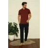 Erkek Bordo V Yaka 3lü Pijama Takım