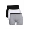 Erkek Penye 3lü Boxer Siyah-Beyaz-Gri
