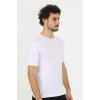 Erkek Sıfır Yaka Likralı Beyaz T-Shirt