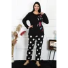 Kadın Büyük Beden Penye Uzun Kol Pijama Takım
