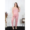 Kadın Büyük Beden Pudra İp Askılı Pijama Takım