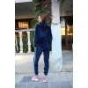 Kadın Kadife Kapşonlu Eşofman Takım Lacivert