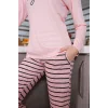 Kadın Penye Uzun Kol Pijama Takım Pembe