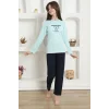 Kız Çocuk Penye Pijama Takım Su Yeşili