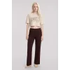 Kadın Kum Kahve Baskılı Crop T-Shirt ve Pantolon Takım Rahat Günlük Kombin