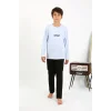 Erkek Çocuk Uzun Kol Penye Pijama Takım BuzMavisi